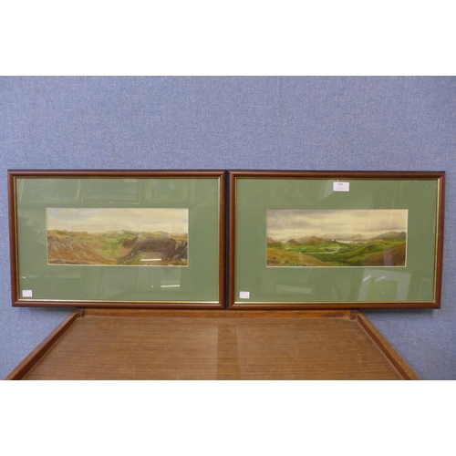 354 - A pair of Lake District landscapes, acrylic on board, indistinctly signed, framed