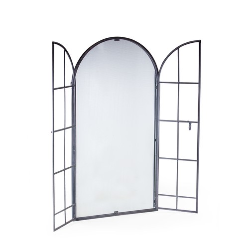 1307 - A large arched window metal mirror, H 175cm (MP1789)   #