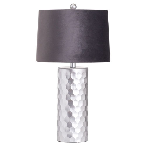 1327 - A Jem silver honeycomb lamp with grey velvet shade (slight marks)(2069937)   #