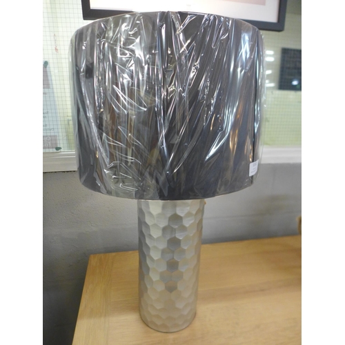 1328 - A Jem silver honeycomb lamp with grey velvet shade (2069937)   #