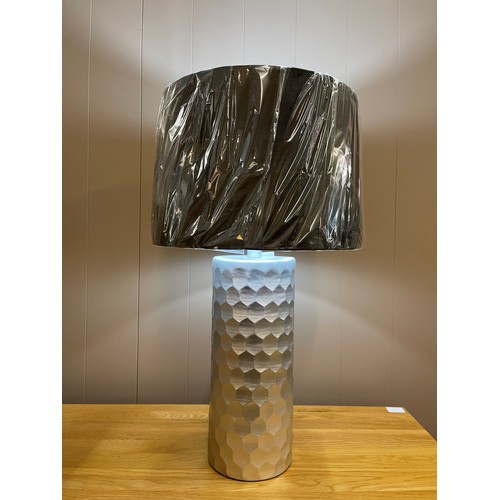 1328 - A Jem silver honeycomb lamp with grey velvet shade (2069937)   #