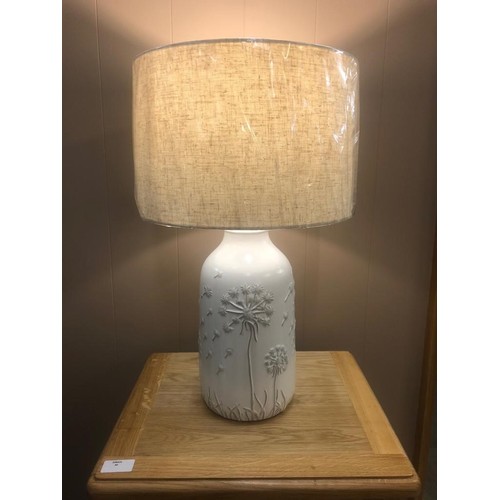 1334 - A Flora white table lamp with off white slub cotton shade, H 50cms (3049725)   #