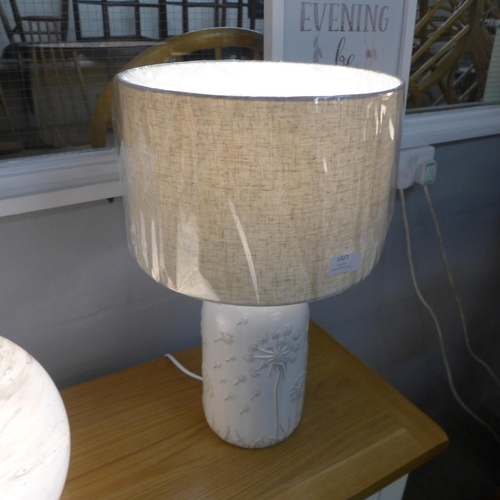 1334 - A Flora white table lamp with off white slub cotton shade, H 50cms (3049725)   #