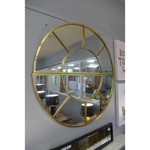 1367 - A two piece sectional gilt mirror, diameter 92cms (7302158)   #