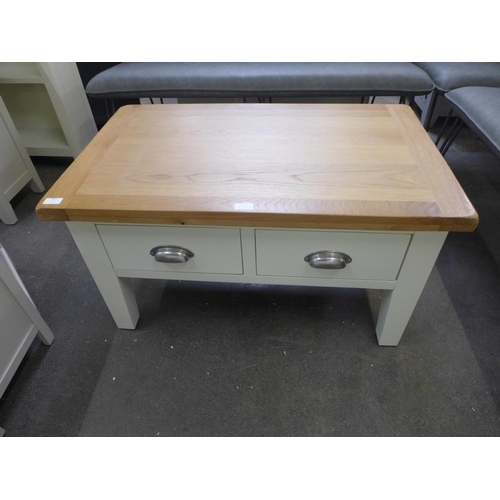 1454 - A Hampshire ivory painted oak coffee table with drawers, marked (KEL P07) * This lot is subject to V... 