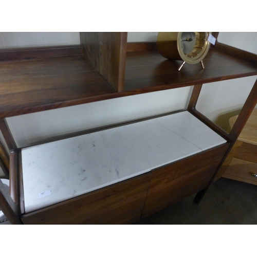 1468 - A walnut and marble mid-century style shelf unit  *This lot is subject to VAT