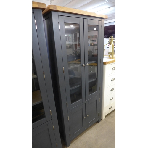 1499 - A Hampshire blue painted oak display cabinet, marked (KEL P-37-73) * this lot is subject to VAT