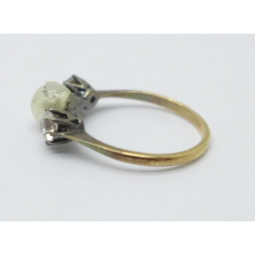 1002 - A 9ct gold and silver ring, N