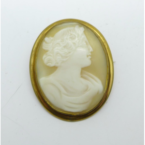 1067 - A gilt metal cameo brooch