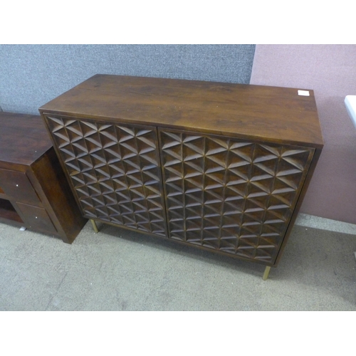 1503 - A hardwood two door sideboard - damaged back panel  *This lot is subject to VAT