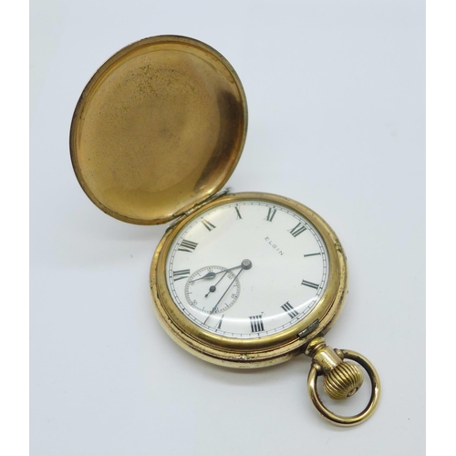 1096 - An Elgin full-hunter pocket watch, 10 year case