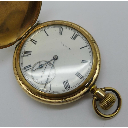 1096 - An Elgin full-hunter pocket watch, 10 year case