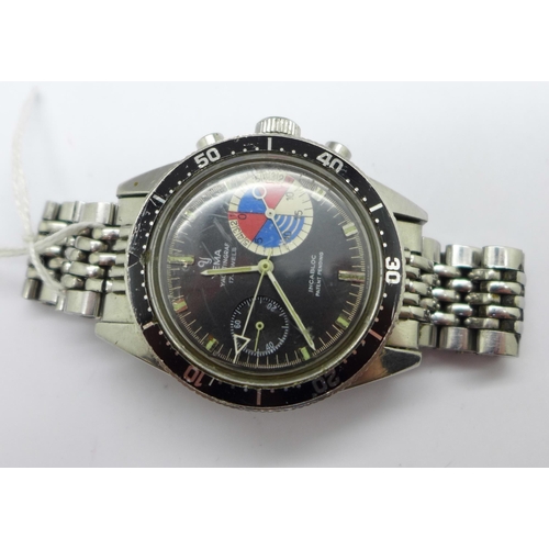 1097 - A Yema Yachtingraf 17 jewels chronograph wristwatch on a Seiko bracelet strap, chronograph buttons n... 