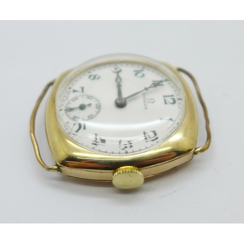 1100 - A gold plated Omega wristwatch, 29mm case, case a/f