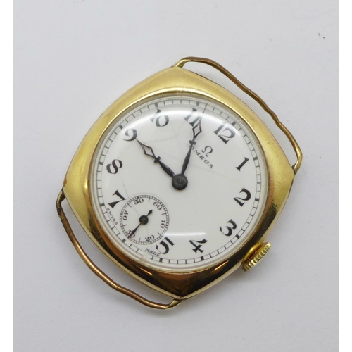 1100 - A gold plated Omega wristwatch, 29mm case, case a/f