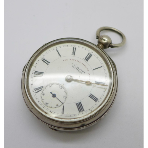 1101 - A silver pocket watch, the dial marked J.G. Graves, Sheffield