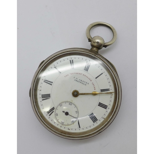 1101 - A silver pocket watch, the dial marked J.G. Graves, Sheffield