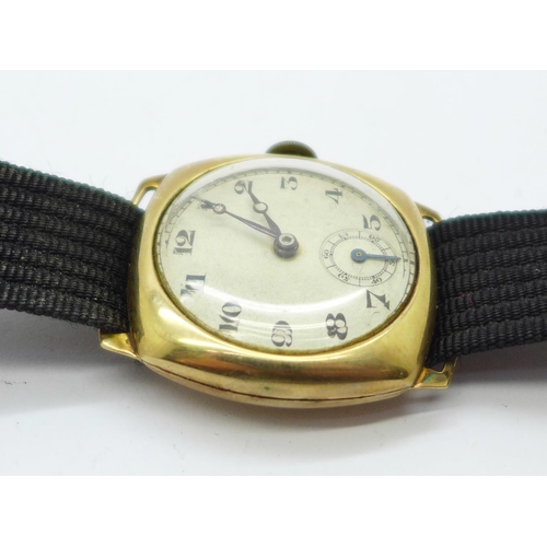 1109 - A gentleman's 9ct gold cased wristwatch, Chester 1932, weight of case without movement 8g, 29mm case