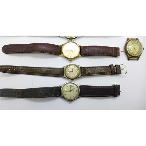 1113 - Seven wristwatches including military Unitas and Smiths Astral