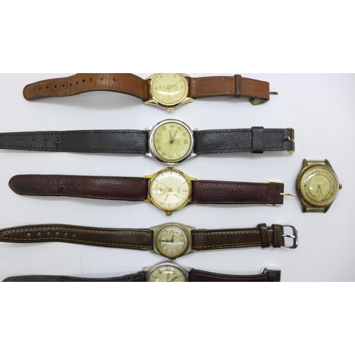 1113 - Seven wristwatches including military Unitas and Smiths Astral