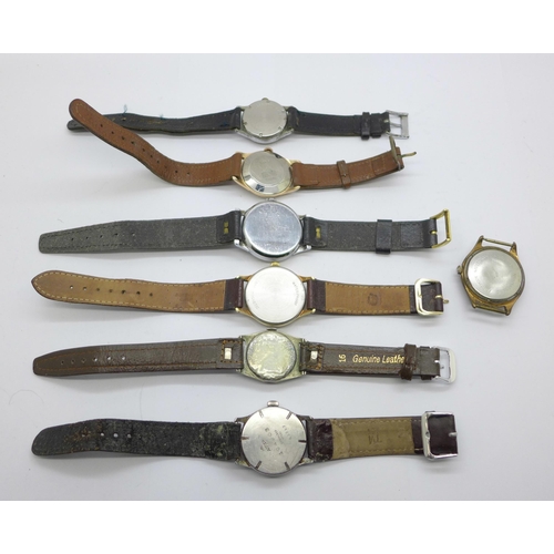 1113 - Seven wristwatches including military Unitas and Smiths Astral