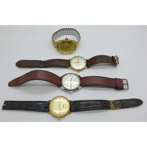 1117 - Four wristwatches, Roamer, Sandoz automatic, Waltham and Rotary