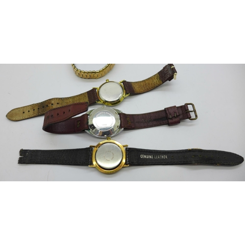 1117 - Four wristwatches, Roamer, Sandoz automatic, Waltham and Rotary