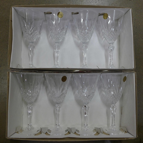 1142 - Two boxes of four Chantilly lead crystal water goblets **PLEASE NOTE THIS LOT IS NOT ELIGIBLE FOR PO... 