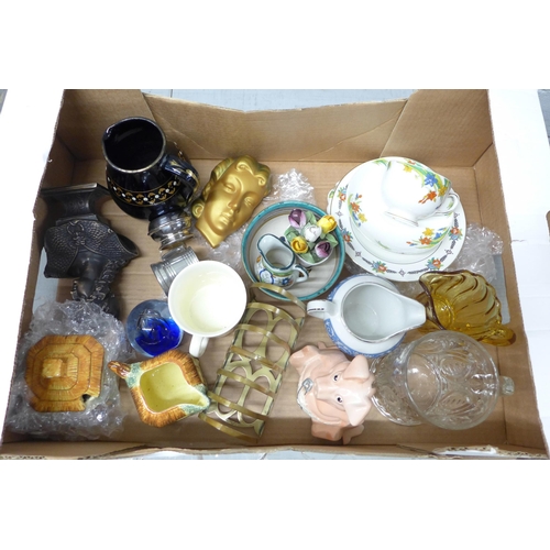 1172 - A collection of items including bowls, jugs, glassware, paperweight, piggy bank, etc. **PLEASE NOTE ... 