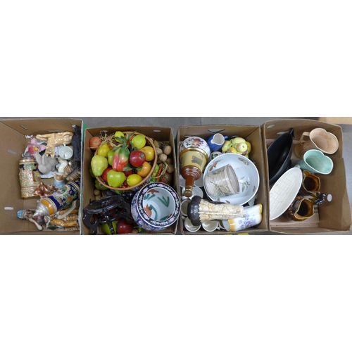 1190 - Four boxes of assorted china including Wedgwood, a Royal Worcester Evesham bowl, etc. **PLEASE NOTE ... 