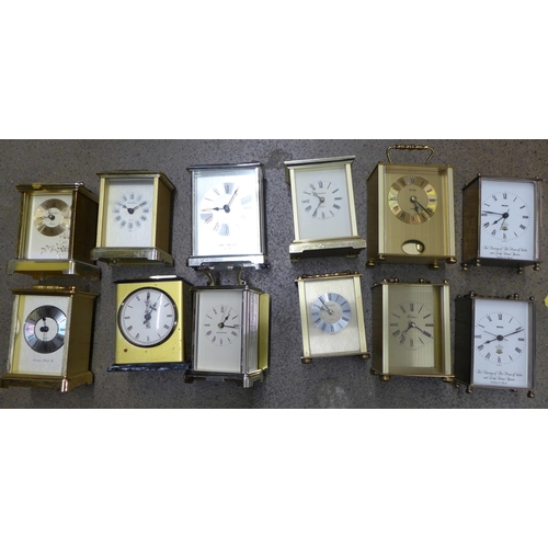 1199 - Twelve carriage clocks **PLEASE NOTE THIS LOT IS NOT ELIGIBLE FOR POSTING AND PACKING**