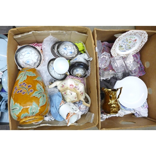 1214 - Four boxes of assorted china including Royal Doulton Forest Glade, Hornsea, etc. **PLEASE NOTE THIS ... 