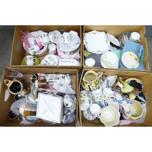 1215 - Four boxes of china including retro and Art Deco **PLEASE NOTE THIS LOT IS NOT ELIGIBLE FOR POSTING ... 