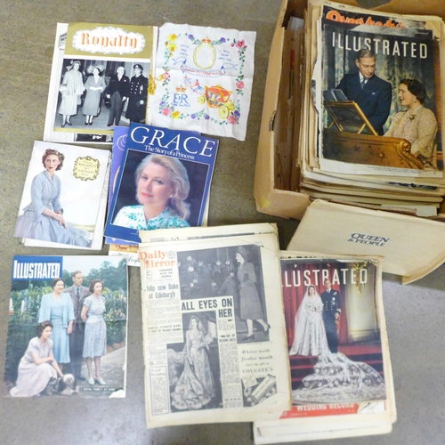 1216 - A large collection of Royal commemorative newspapers from 1946 up to 2021, a commemorative film stri... 