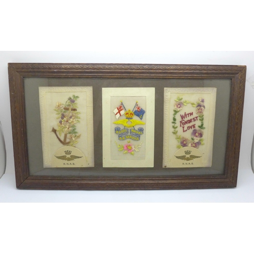 608 - A framed set of Royal Naval Air Service sweetheart cards