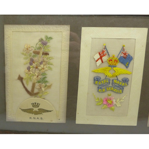 608 - A framed set of Royal Naval Air Service sweetheart cards