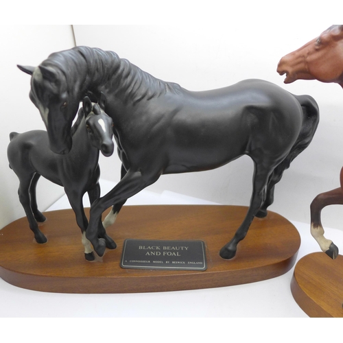 622 - A Beswick Black Beauty and Foal figure and a Beswick Spirit of Fire figure