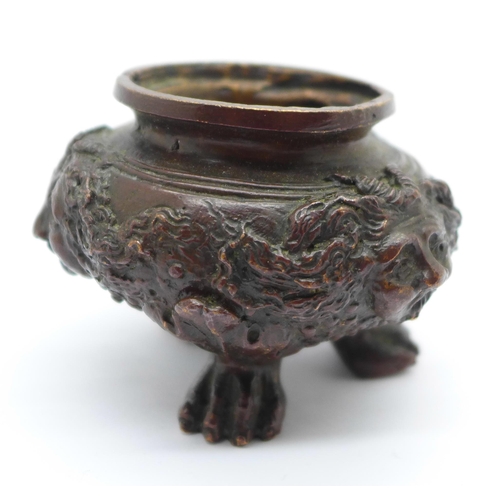 634 - A Dutch Renaissance style bronze inkwell, a/f