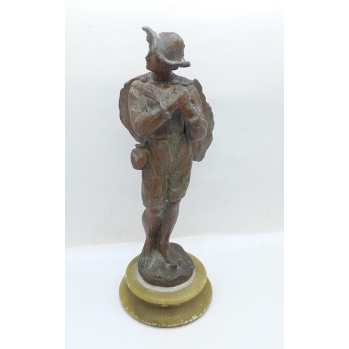 666 - A spelter figure on stand, 20.5cm