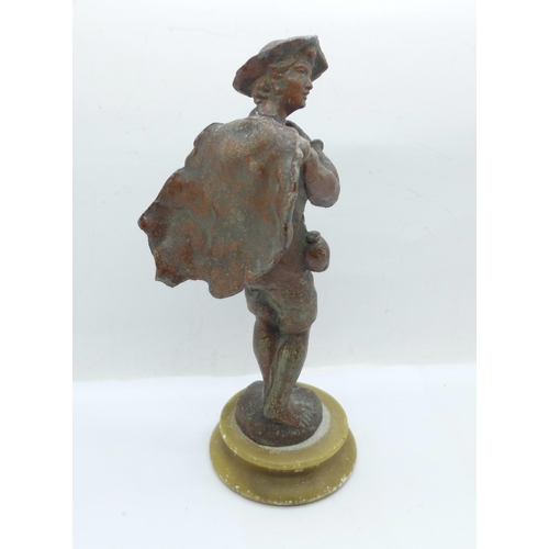 666 - A spelter figure on stand, 20.5cm