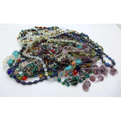 675 - Gemstone and glass bead necklaces