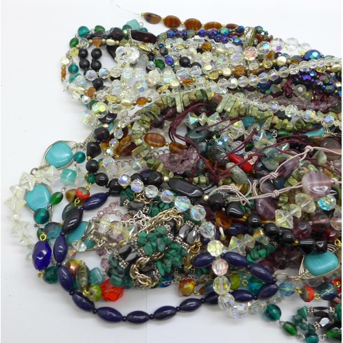 675 - Gemstone and glass bead necklaces