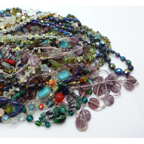 675 - Gemstone and glass bead necklaces