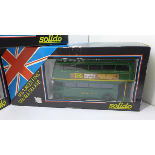 677 - Three Solido RT Routemaster buses, boxed