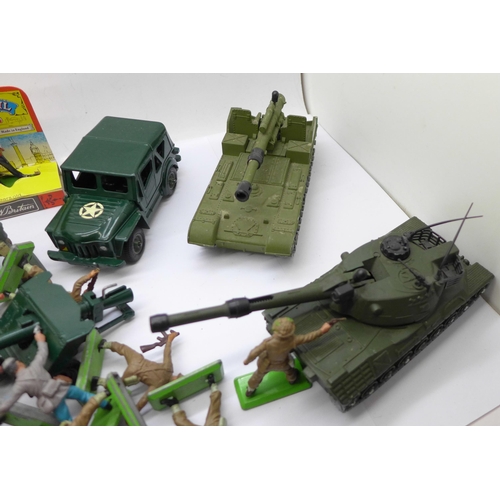 678 - Britains figures, Dinky Toys military vehicles and Deetail figures