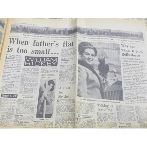 696 - Two Guernsey WWII occupation period newspapers, The Star, and a 1965 Express, Churchill’s death