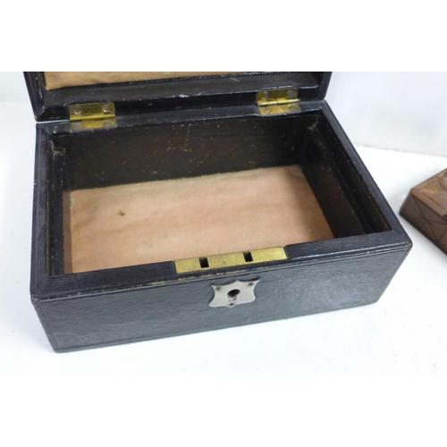 709 - A lacquered jewellery box, a glove box and a watch stand