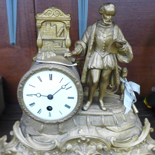 712 - A spelter clock and another clock movement, no pendulum