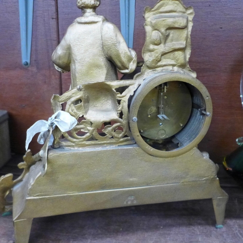 712 - A spelter clock and another clock movement, no pendulum