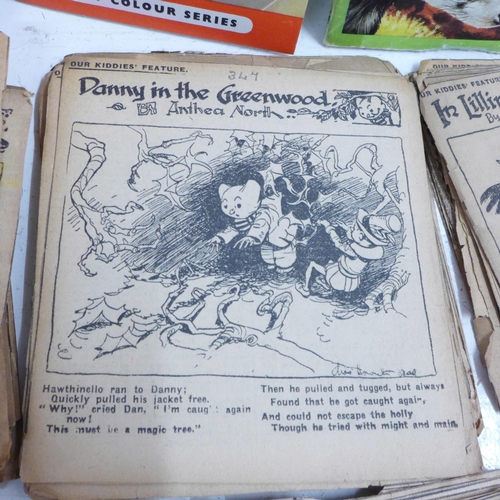 720 - Four I-Spy booklets and a large collection of The Doings of Danny Dormouse newspaper clippings